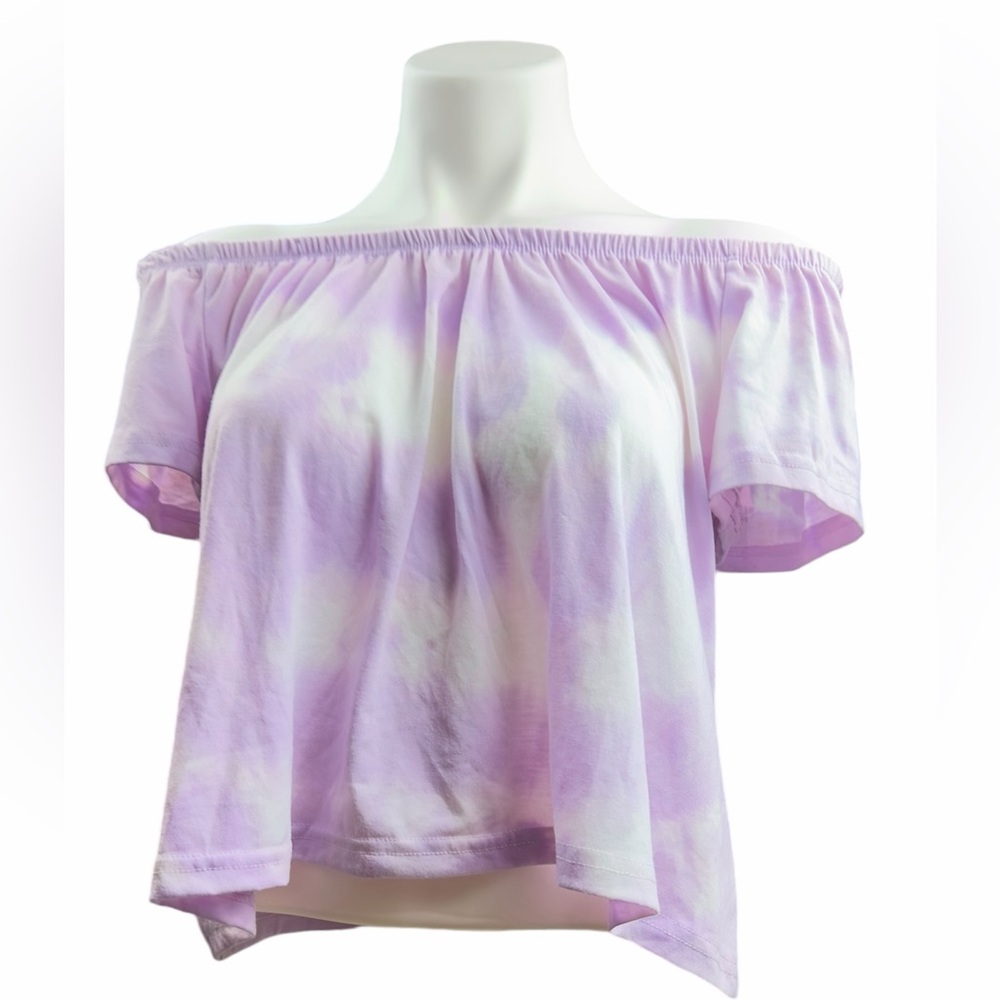 Pastel Tie-Dye Off-Shoulder Crop Top